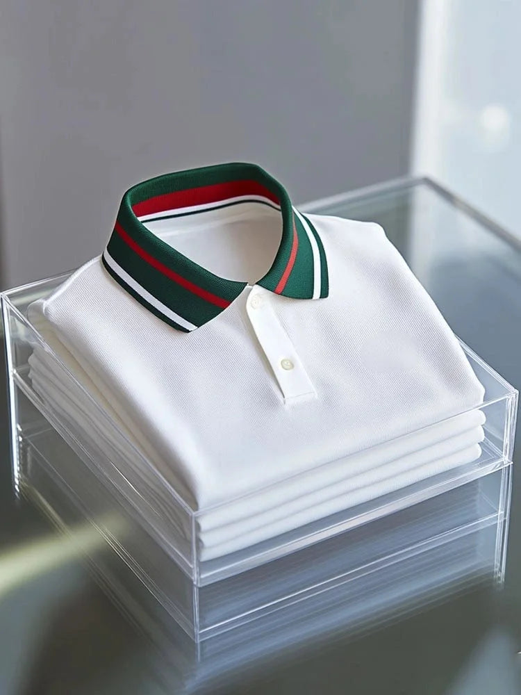 Men's Business Button-Down Short Sleeve Polyester Polo Shirt