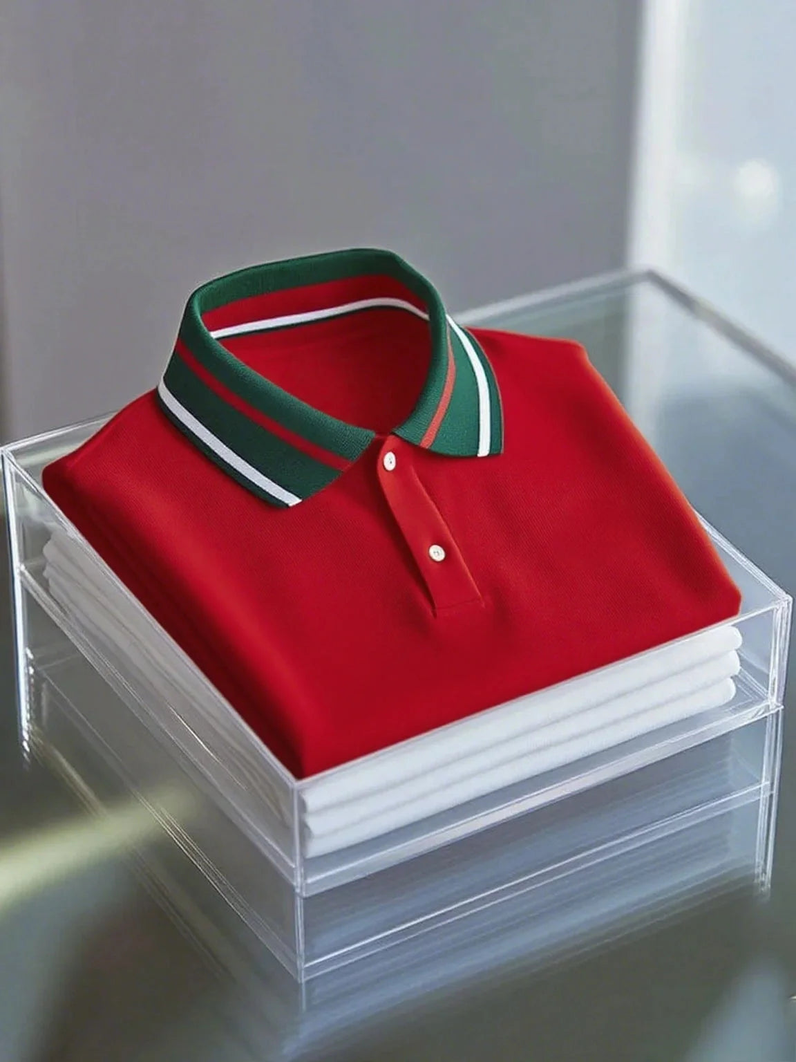 Men's Business Button-Down Short Sleeve Polyester Polo Shirt