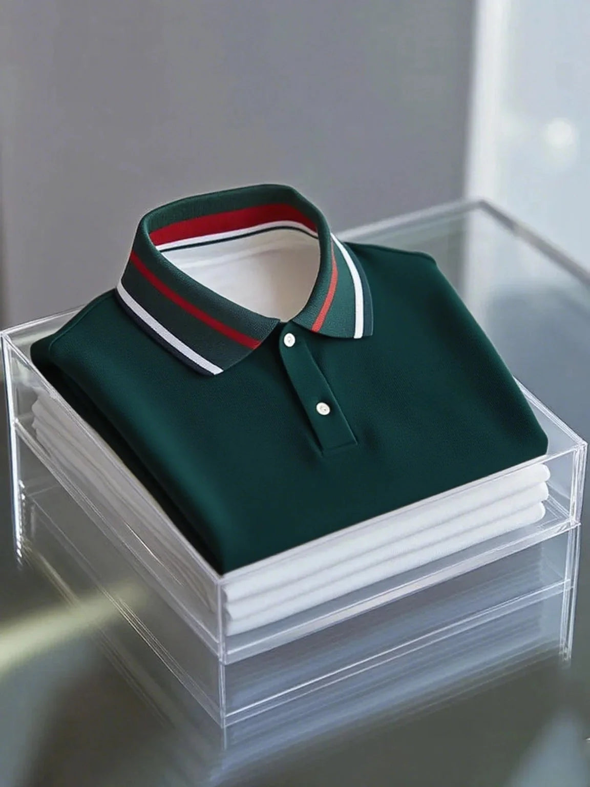 Men's Business Button-Down Short Sleeve Polyester Polo Shirt