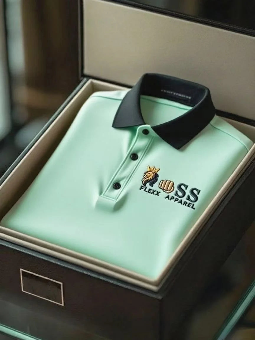 Men's Business Casual Short Sleeve Polo Shirt Polyester Mixed Print Striped