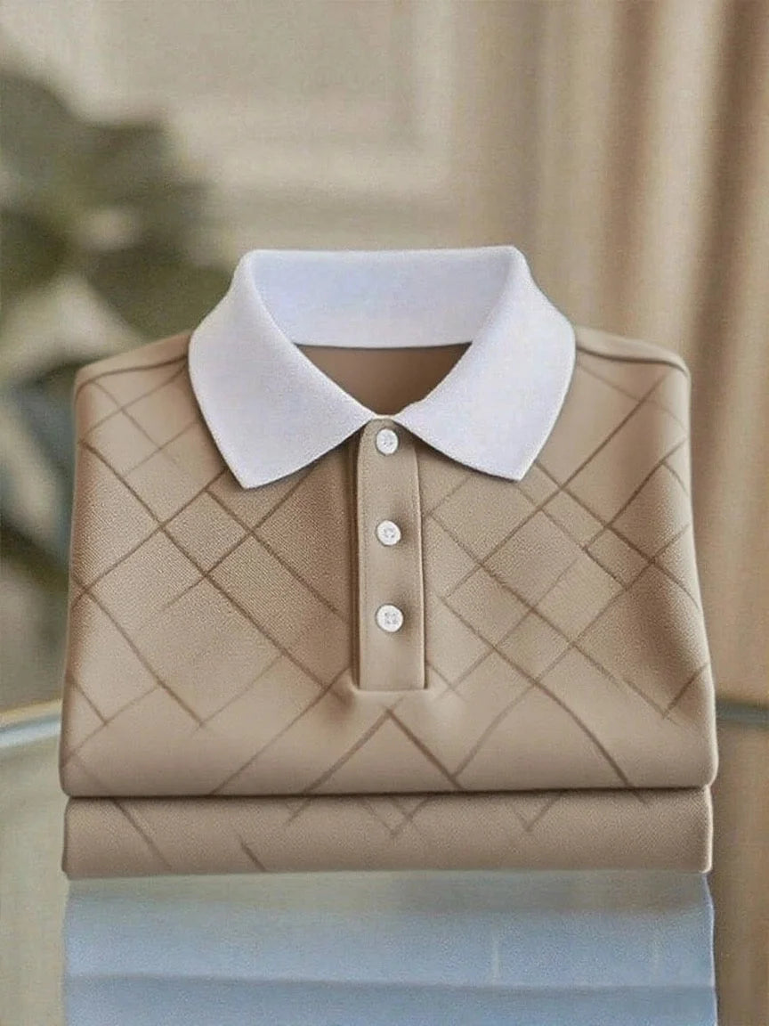 Men's Business Casual Button Short Sleeve Polo Shirt for Work Sporty Daily College Street Vintage