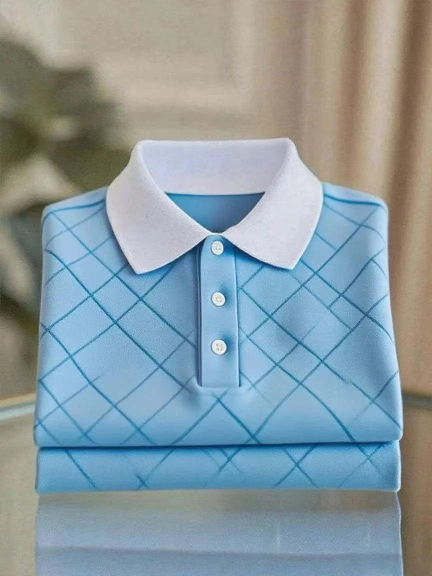 Men's Business Casual Button Short Sleeve Polo Shirt for Work Sporty Daily College Street Vintage