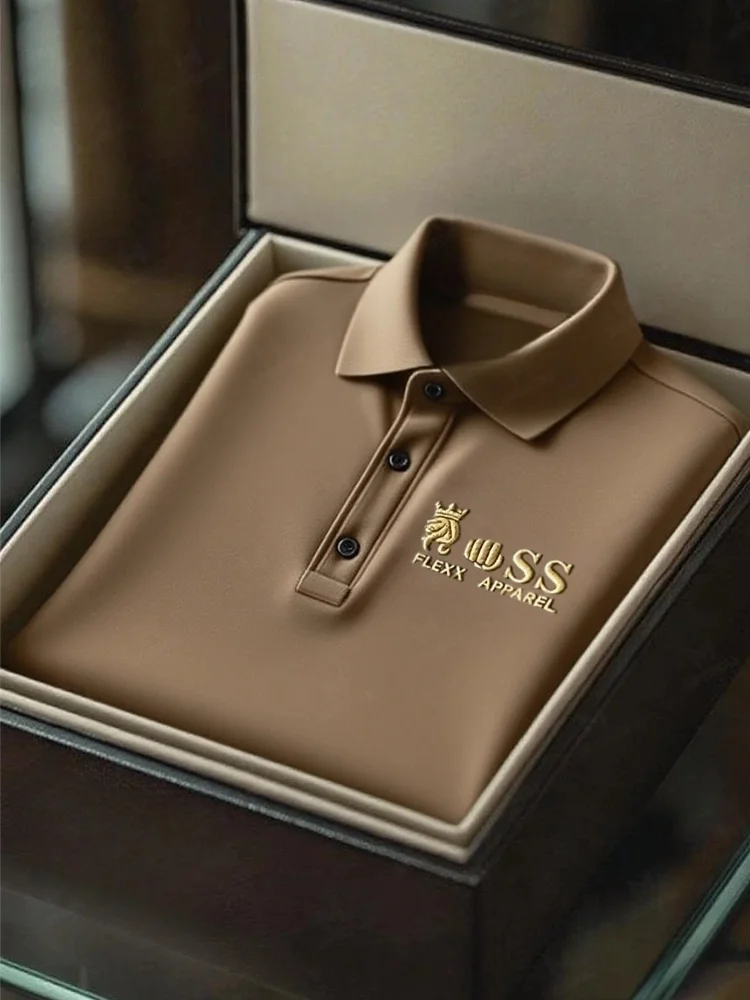 Men's Business Casual Short Sleeve Polo Shirt Polyester Mixed Print Striped Elastic