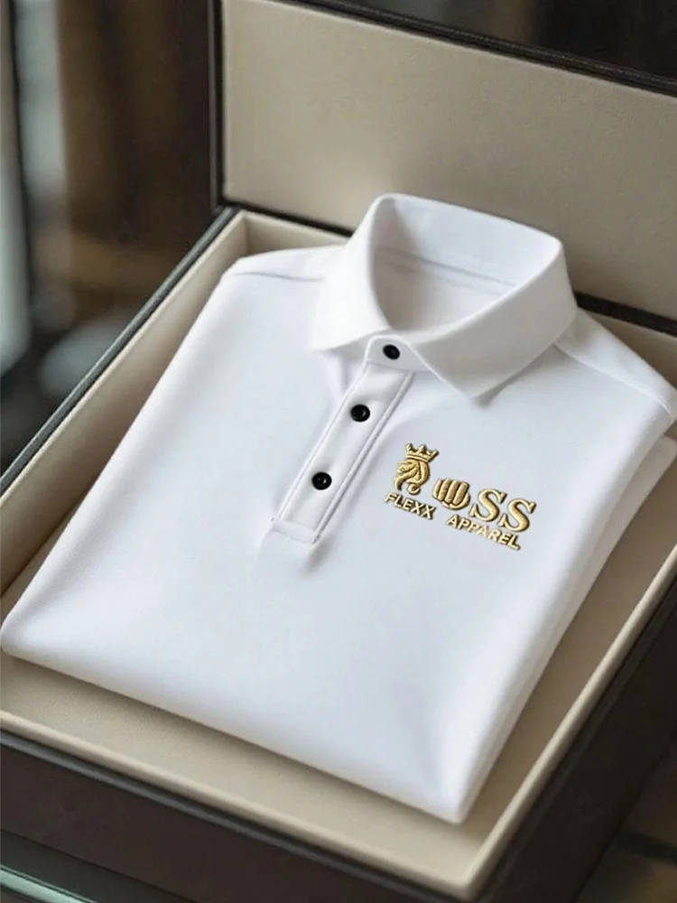 Men's Business Casual Short Sleeve Polo Shirt Polyester Mixed Print Striped Elastic