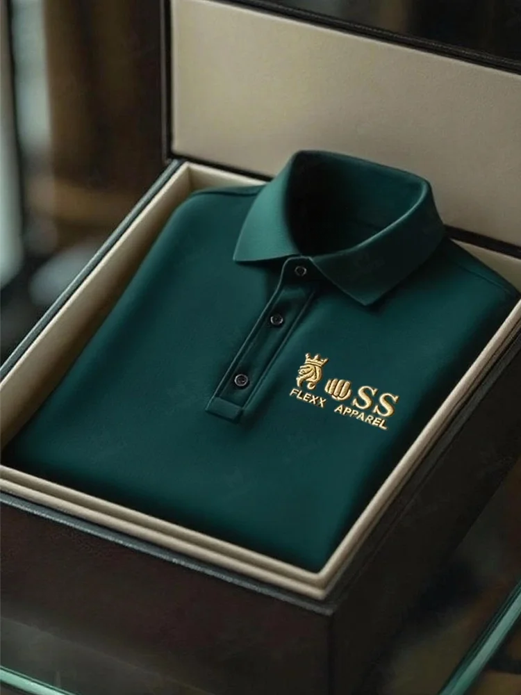 Men's Business Casual Short Sleeve Polo Shirt Polyester Mixed Print Striped Elastic