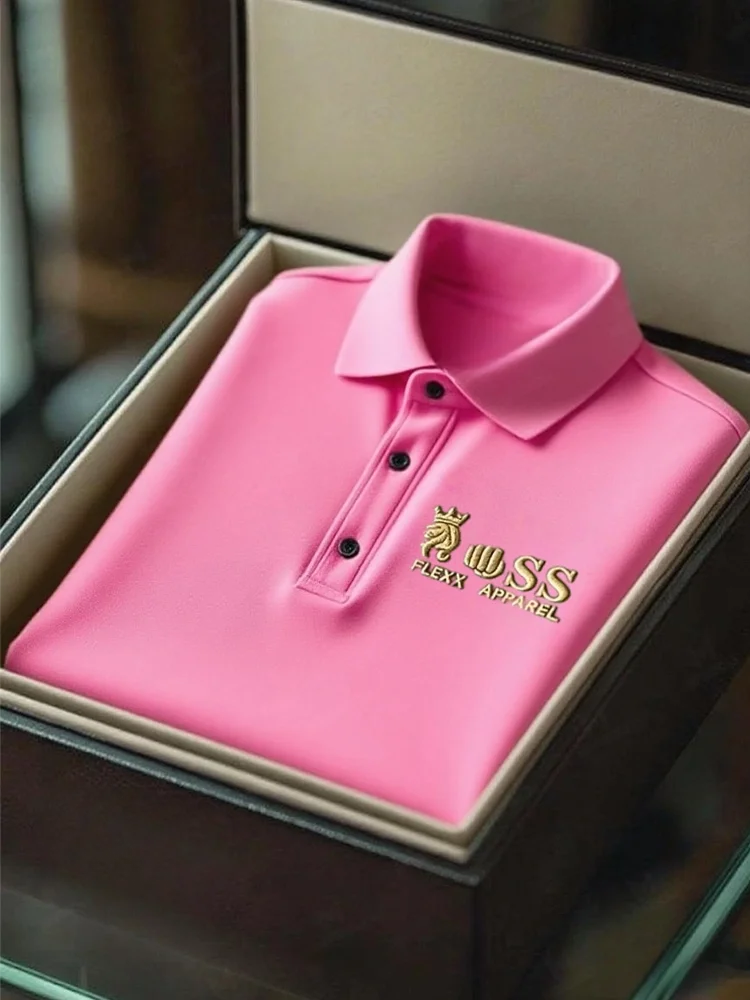 Men's Business Casual Short Sleeve Polo Shirt Polyester Mixed Print Striped Elastic