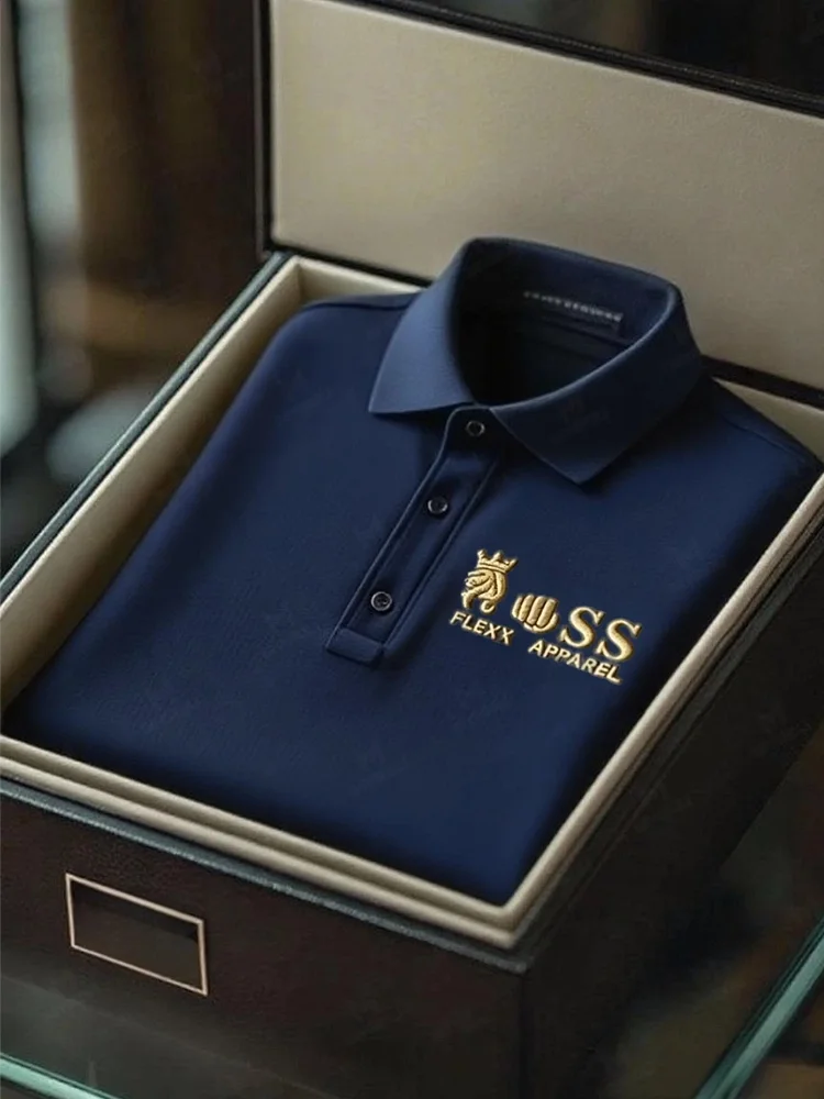 Men's Business Casual Short Sleeve Polo Shirt Polyester Mixed Print Striped Elastic