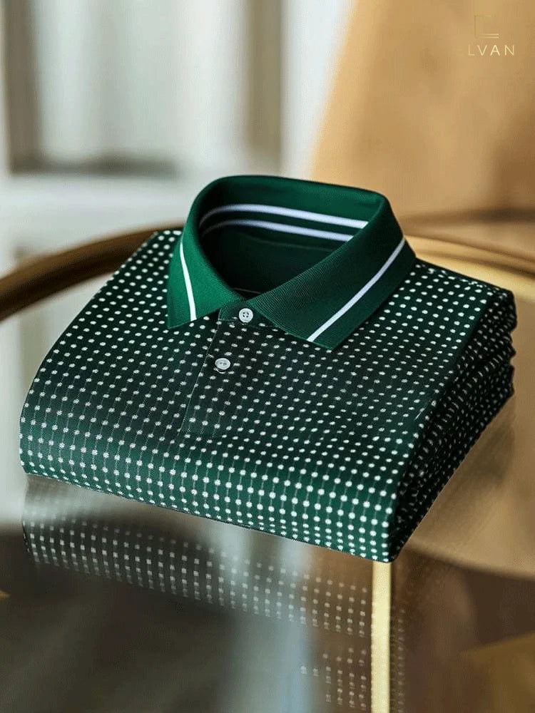 Classic Business Plaid Polyester Short Sleeve Polo Shirt