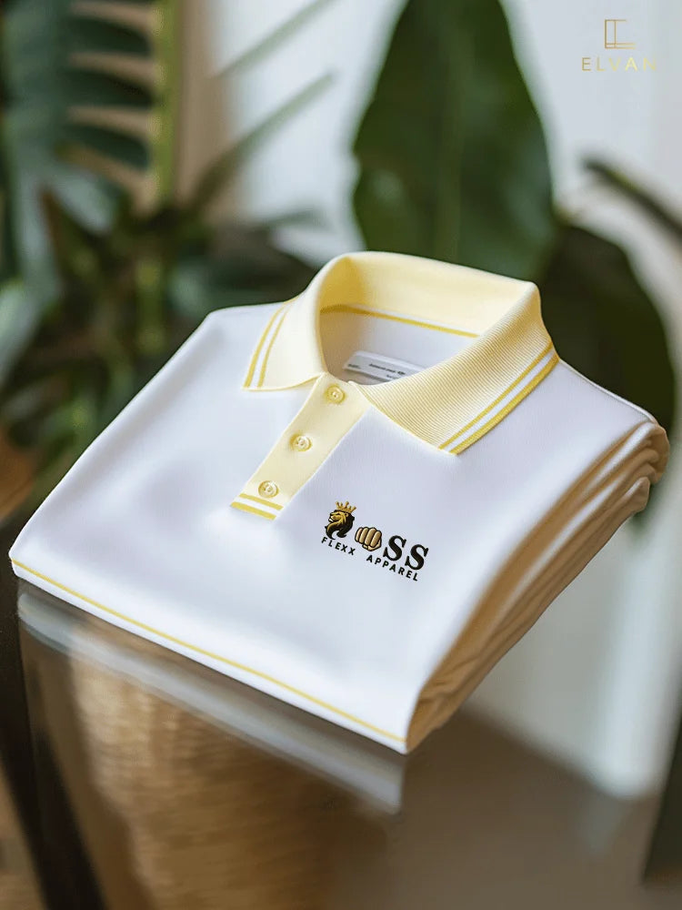 Men's Business Casual Printed Polo Shirt Regular Fit Short Sleeve