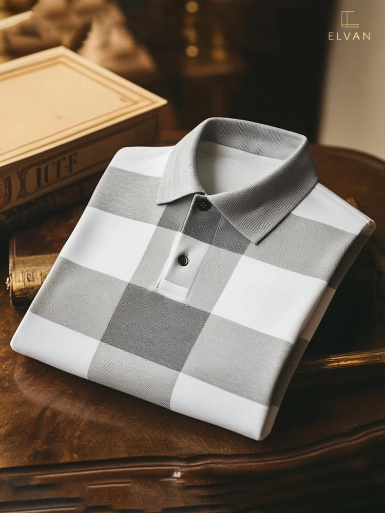 Classic Business Logo Button Short Sleeve Polo Shirt